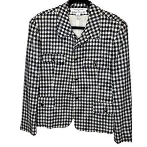 Rena Rowan Houndstooth Blazer Gold and Black Buttons Size 14 Made in USA